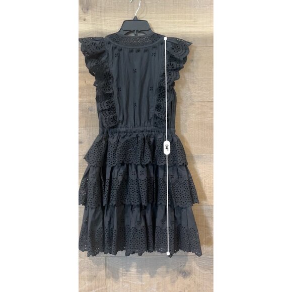 NEW ULLA JOHNSON  Lilith Eyelet Mini Dress in BLACK SIZE 2 - Picture 6 of 8